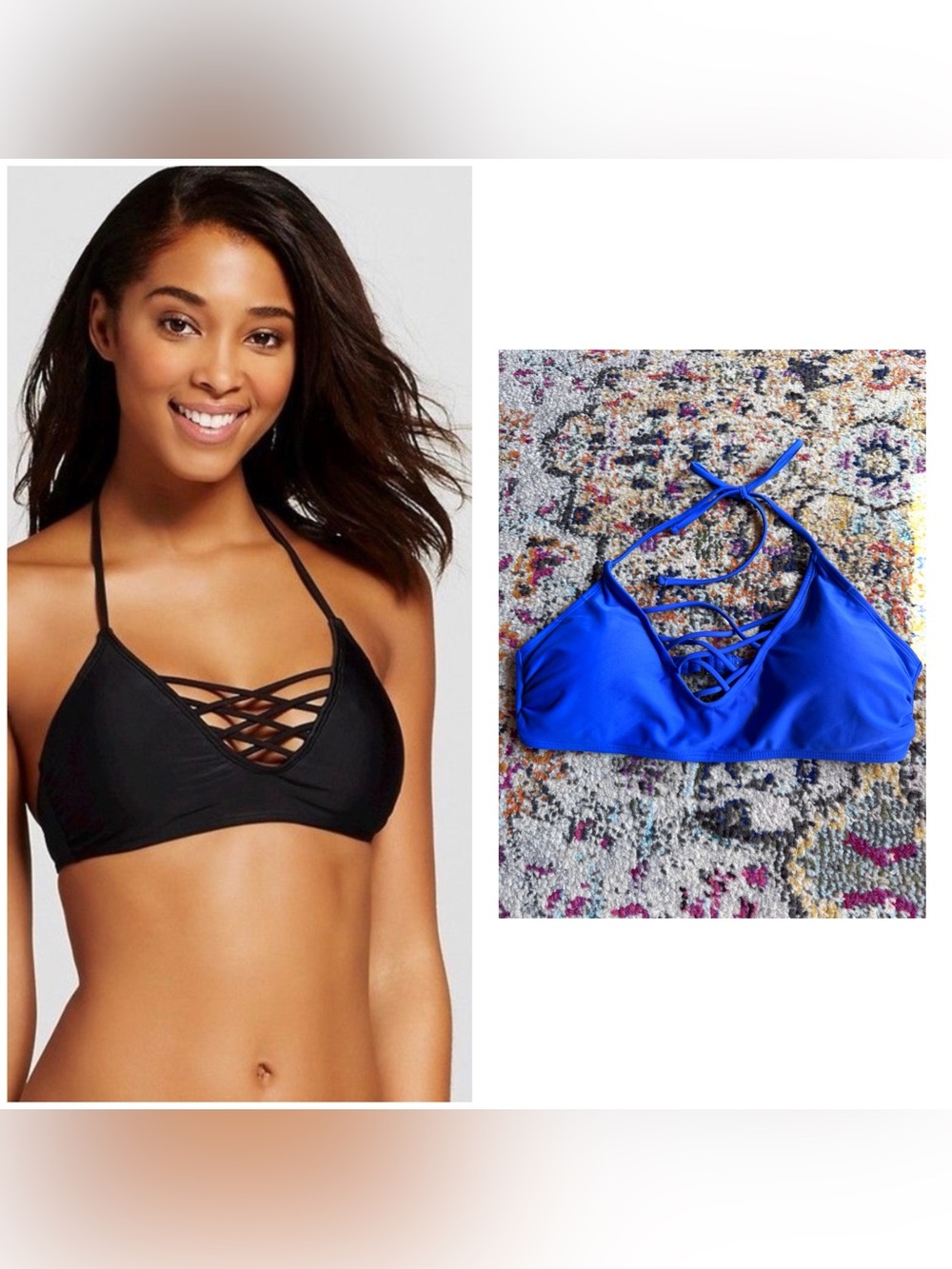 Target Criss Cross Blue Bikini Top L